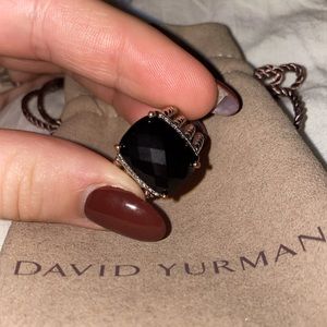 David Yurman Wheaton Ring with Pave Diamonds and Black Onyx